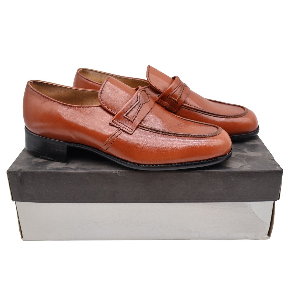 Barclay Penny Loafers Mens 8.5 D Vintage Cognac Leather Dress Shoes 96140